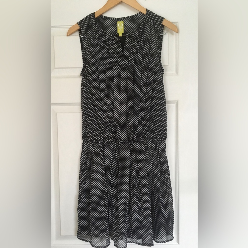 Black White Polka Dot Pleated Dress